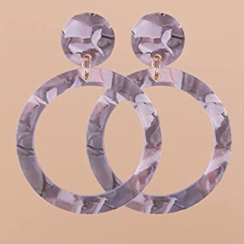 Light Pink Circular Acrylic Earrings